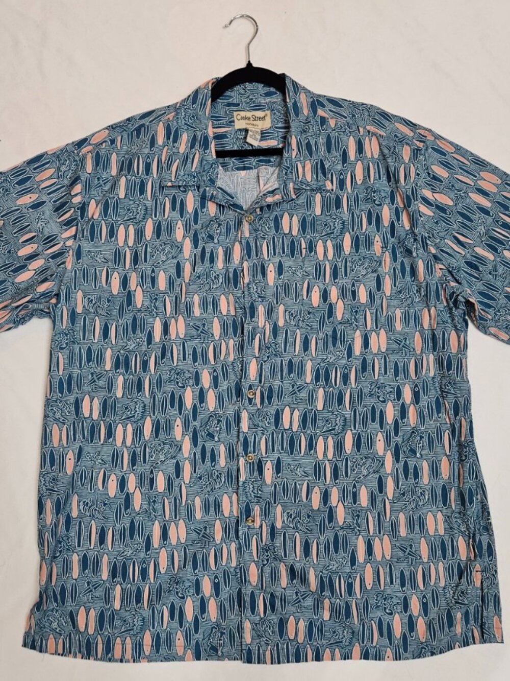 Cooke Street Honolulu Mens 2XL Blue Surfboard Print Button Down Shirt